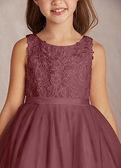 Azazie Calla Flower Girl Dresses Desert Rose Ball-Gown Lace Tulle Dress image6
