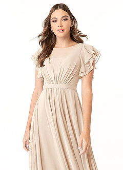 Azazie Daphne Modest Bridesmaid Dresses A-Line Ruffled Chiffon Floor-Length Dress image8