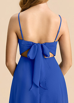 Azazie Shale Junior Royal Blue A-Line Bow Chiffon Dress image6