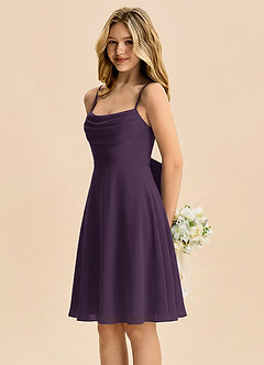 Azazie Bear Junior Plum A-Line Pleated Chiffon Dress image4