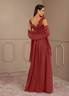 Azazie Amethyst Mother of the Bride Dresses Rust A-Line V-Neck Sequins Chiffon Dress image2
