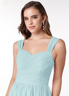 Azazie Zapheira Bridesmaid Dresses Sea Glass A-Line Ruched Chiffon Dress image5