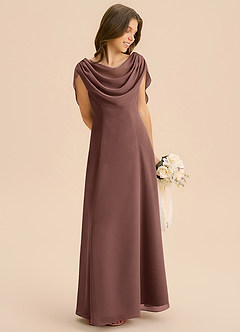 Azazie Lambie Junior Espresso A-Line Pleated Chiffon Dress image5