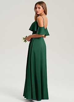 Azazie Jean Bridesmaid Dresses Dark Green A-Line Off the Shoulder Stretch Satin Dress image4