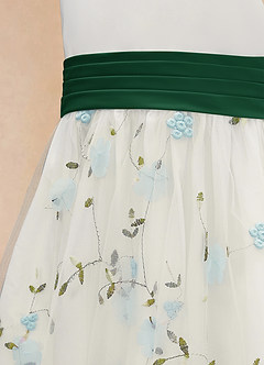 Azazie Pollie Flower Girl Dresses Sky Blue Dark Green A-Line Bow Tulle Dress image14