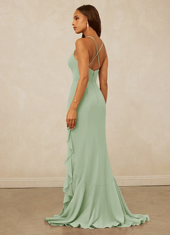 Christian Siriano Bridal for Azazie 1006 Bridesmaid Dresses Dusty Sage Mermaid Ruched Chiffon Dress image2
