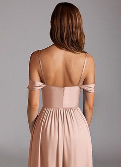 Azazie Calianna Jurken voor bruidsmeisjes Converteerbaar Jurk van Stretch Satijn met A-Lijn Off the Shoulder Rosé Goud image5