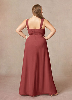 Azazie Weisz Final Sale Agave A-Line Square Neckline Pleated Chiffon Dress image12