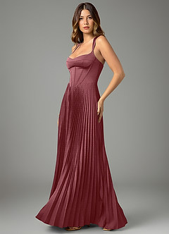Azazie Avenelle Bridesmaid Dresses Desert Rose A-Line Corset Stretch Satin Dress image3