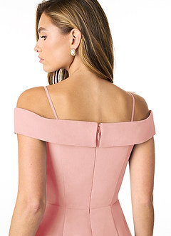 Azazie Lecia Bridesmaid Dresses Rosette Empire Off-The-Shoulder Pleated Chiffon Convertible Dress image4