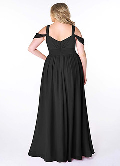 Azazie Lianne Bridesmaid Dresses Black A-Line Off the Shoulder Chiffon Dress image9