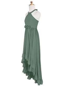 Azazie Hermione Junior Eucalyptus A-Line Chiffon Dress image8