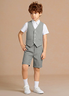 front Oliver Grey 3-Piece Boys Vest & Shorts Set