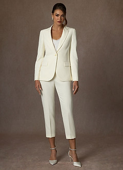 front Charlotte Marfim Blazer de trama refinada