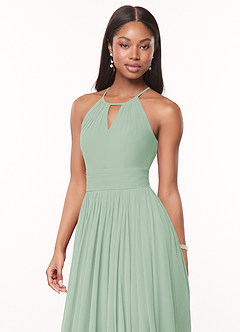 Azazie Cherish Bridesmaid Dresses Agave A-Line Pleated Chiffon Dress image1