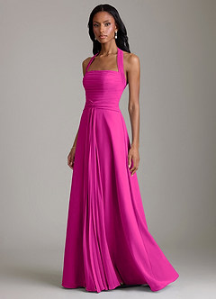Azazie Clarisa Bridesmaid Dresses Fuchsia A-Line Pleated Chiffon Dress image6