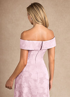 Azazie New London vestidos de madre de la novia Vestido de Jacquard Morado de Devorado Floral de Corte En A con Plisado image7
