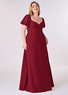 Barbie ♥ Azazie Bridesmaid Dresses Burgundy A-Line Pleated Chiffon Dress image7