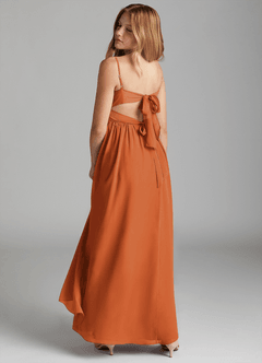 Azazie Zeya Junior Cinnamon A-Line Chiffon Dress image5