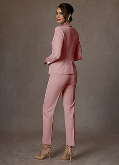 front Whitney Dusty Rose Structured Stretch Full Length Pants Suit
