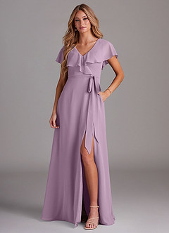 Azazie Lainey Bridesmaid Dresses Wisteria A-Line with Pockets Chiffon Dress image1