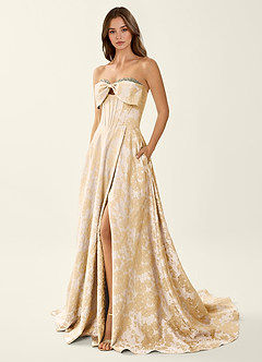 Leilani Champagne Corset Lace Up Back Beading Prom Dress image4