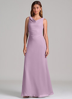 Azazie Nerine Brudtärnklänningar Klä av A-Linje i Chiffong Plisserad Blåregn image4