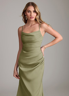 Azazie Lucille Bridesmaid Dresses Pistachio Mermaid Strapless Stretch Satin Convertible Dress image5