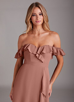 Azazie Lyra Bridesmaid Dresses Cedar Rose A-Line Chiffon Convertible Dress image9