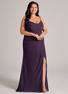 Azazie Deandra Bridesmaid Dresses Plum Mermaid Pleated Chiffon Dress image10