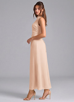 Azazie Evadne Brautjungfernkleider Etui Plissee Chiffon Kleid Englisches Rosa image5