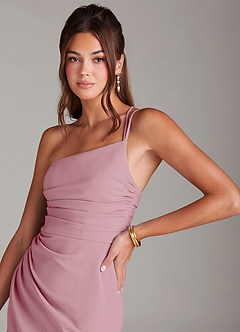 Azazie Eren Bridesmaid Dresses Vintage Mauve Sheath One Shoulder Stretch Crepe Dress image5