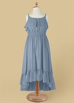 Azazie Karmen Flower Girl Dresses Dusty Blue A-Line Ruched Chiffon Dress image9