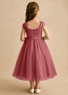 Azazie Yosemite Robe Demoiselle D'honneur Fillette Robe Princesse en Tulle Encolure en Forme de Cœur Antique Rose image2