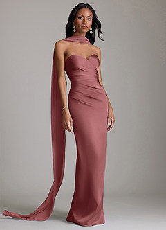 Azazie Sonora Brudtärnklänningar Klä av Tubklänning i Stretch Satin Axelbandslös Ametist image9