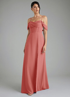 Azazie Cece Robes de demoiselle d'honneur Robe Trapèze en Mousseline de soie Épaule décolletée Antique Rose image6