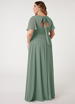 Azazie Kimber Final Sale Sangria A-Line Flounce Sleeve Chiffon Dress image8
