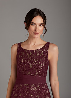 Azazie Beth Kleider für die Brautmutter A-Linie Schaufel Pailletten Chiffon Kleid Dunkelweinrot Champagner image8