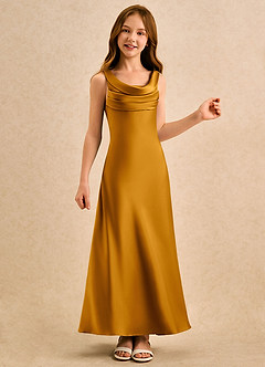 Azazie Raspberry Girls Formal vestidos de niña de las flores Vestido de Caramelo de Satén Elástico de Corte en A con Plisado image4