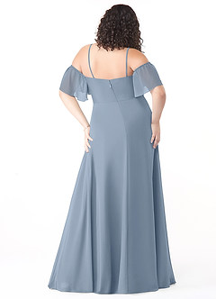 Azazie Sue Vestidos de damas de honor Vestido de Azul Polvoriento de Gasa de Corte en A Convertible con Vestidos sin tirantes image7