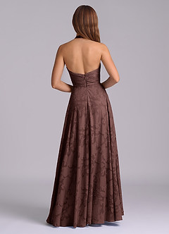 Azazie Tessie Brudtärnklänningar Klä av A-Linje i Blommig Utbrändhet Plisserad Espresso image2