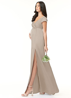 Azazie Allessia Abiti da damigella d'onore premaman Abito A-Line Plissettato Raso Elasticizzato Floor-Length image3