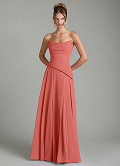 Azazie Gabriela Bridesmaid Dresses Salmon Pink A-Line Corset Chiffon Dress image7