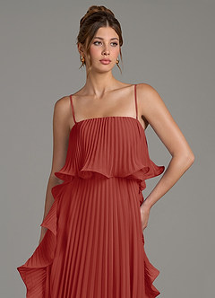 Azazie Alexia Vestidos de madrinha de casamento Vestido Terracota de Chiffon de Linha A com Franzido image2