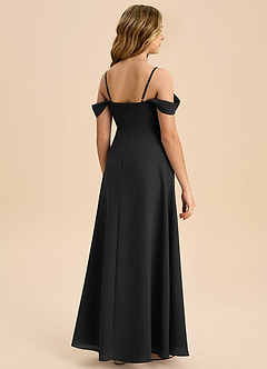 Azazie Anselie Junior Black A-Line Off the Shoulder Chiffon Dress image2