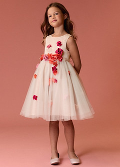 Barbie ♥ Azazie Robe Demoiselle D'honneur Fillette Robe Trapèze en Tulle Sans manches Barbie Multicolore Rose image5