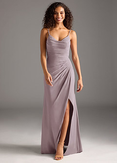 Azazie Deandra Bridesmaid Dresses Dusk Mermaid Pleated Chiffon Dress image5