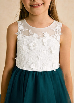 Azazie Lina Flower Girl Dresses Ivory Pine Ball-Gown Lace Dress image8
