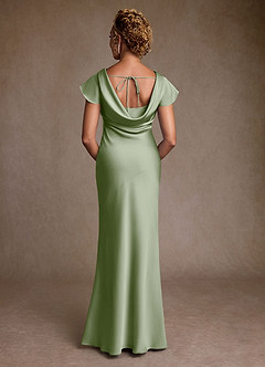Azazie Shelby Final Sale Dusty Sage Mermaid Pleated Stretch Satin Dress image2