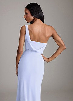 Azazie Madelyn Bridesmaid Dresses Lavender Mermaid One Shoulder Chiffon Convertible Dress image9